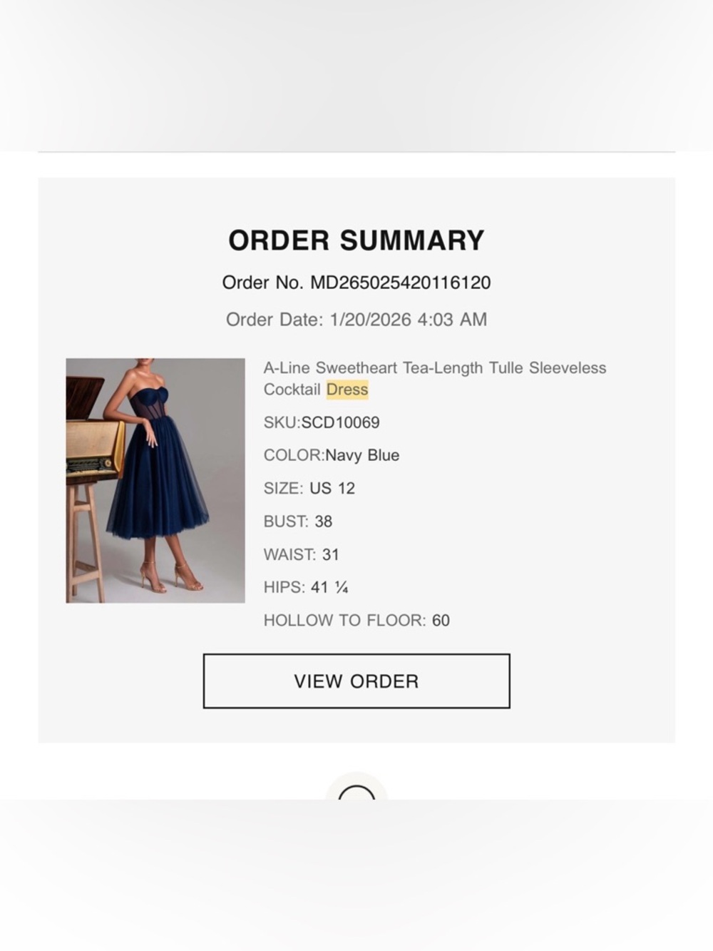 Strapless Navy Tulle Midi Dress with Corset Bodice - Picture 7 of 7